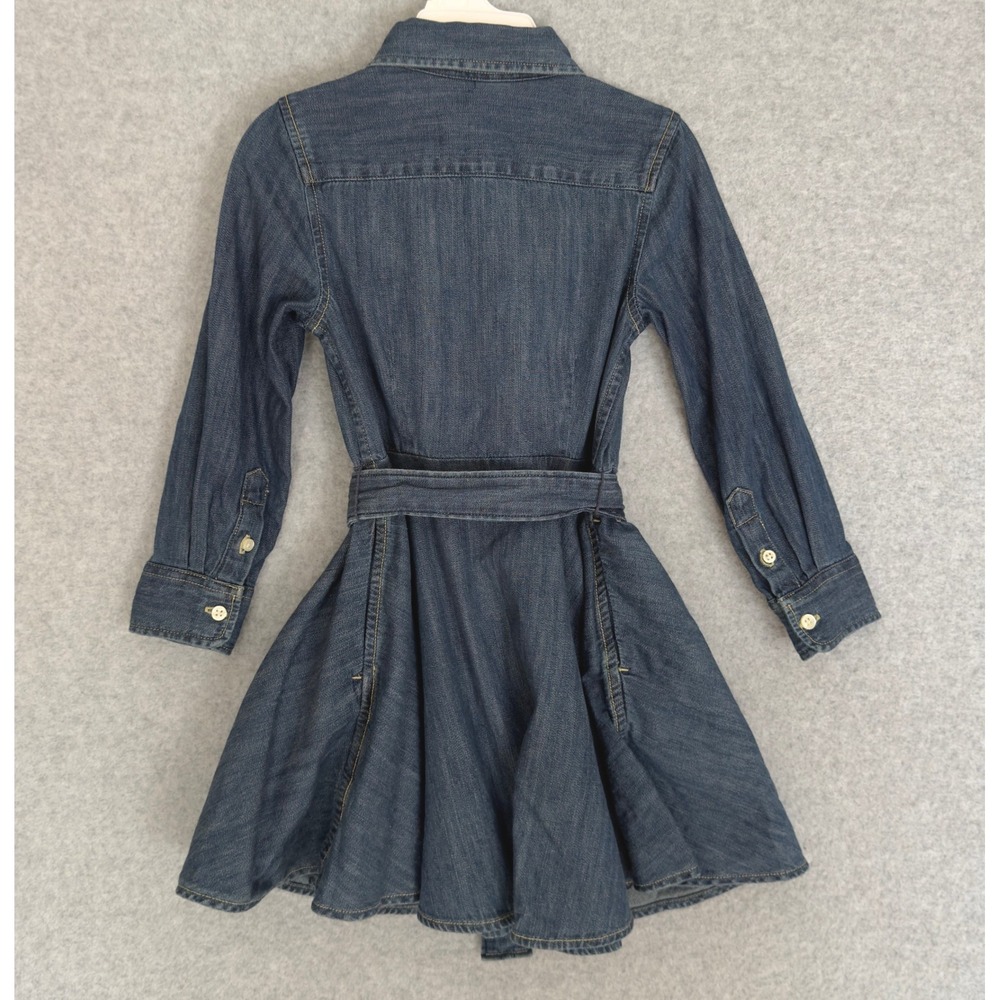 Polo Ralph Lauren Denim Shirt Dress Girls 3/3T Blue Belted Long Sleeve Pony Logo - Picture 3 of 6